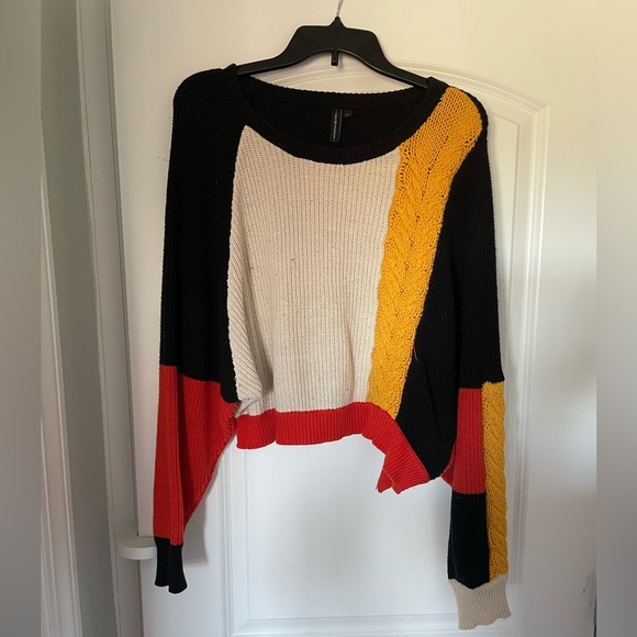 moon & madison Sweaters - Moon & Madison color block sweater - orange, yellow, cream and black